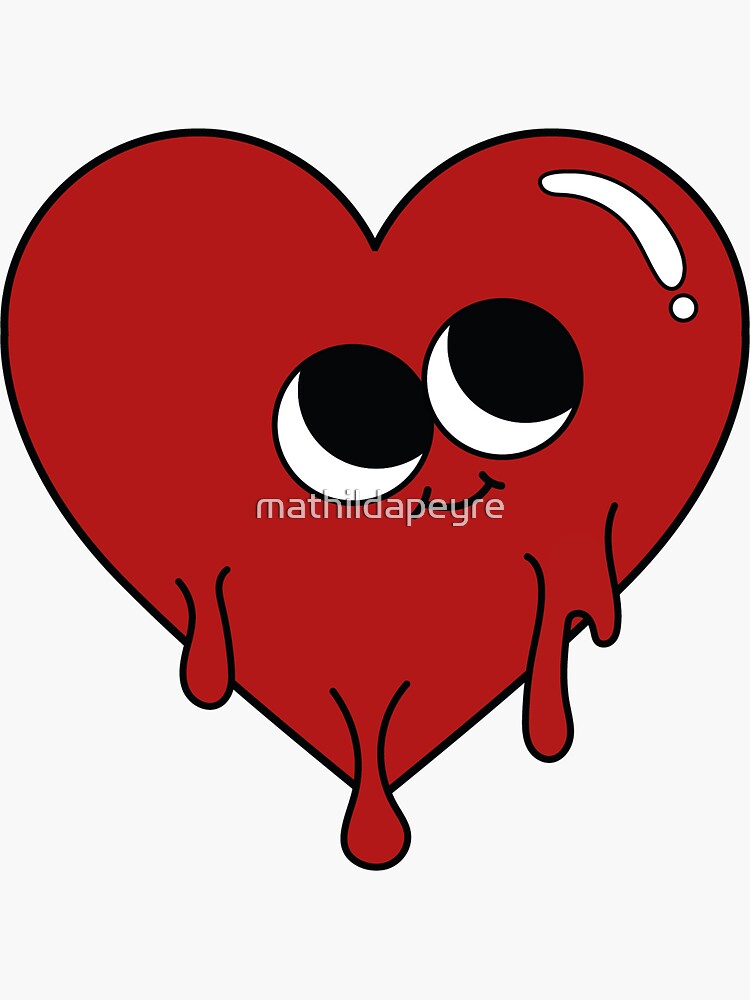 Red cartoon heart sticker Sticker for Sale by Mhea