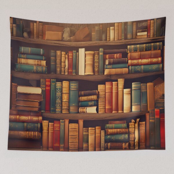 Item preview, Bookworm design Bookshelf full of books vintage  designed and sold by Inktown.