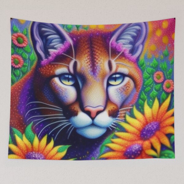 Item preview, Cougar and sunflowers  designed and sold by Roxburylane.