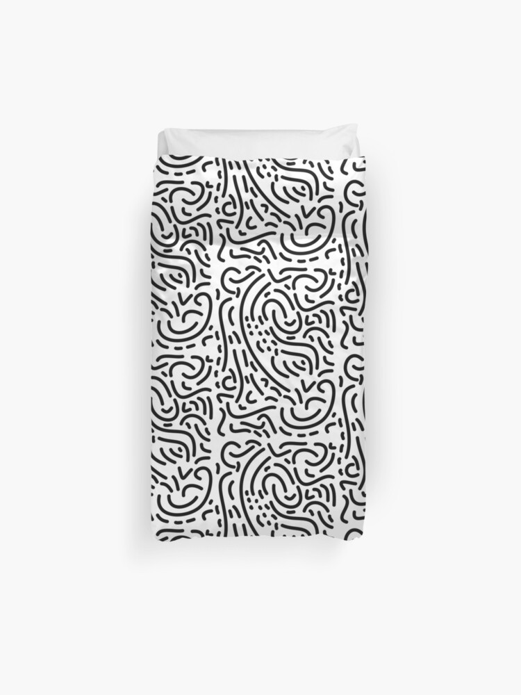 Abstract Modern Black And White Doodle Memphis Style Pattern