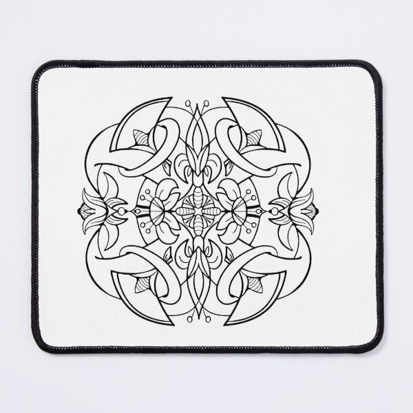 Item preview, Ornate black ink fantasy flowers square element designed and sold by VaskanianArt.