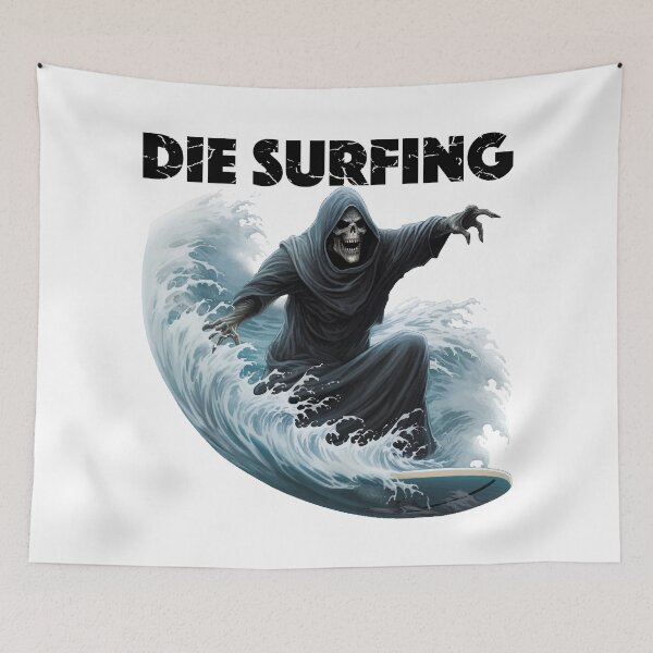 Artikelvorschau, Grim Reaper Surfing - Die Surfing (schwarze Schrift) entworfen und verkauft von VelvetRoom.