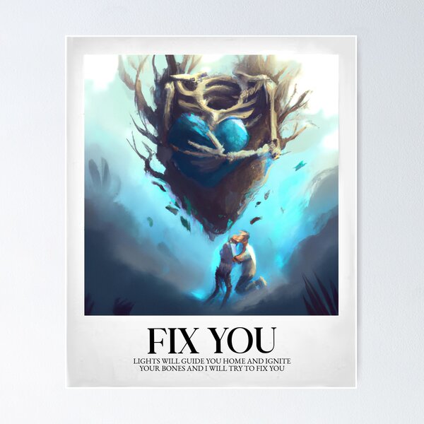 Coldplay Wall Art: Fix You Lyrics Poster; Song Lyrics Home Decorations