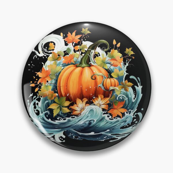 Item preview, Fall pumpkin in waves watercolor flowers magic  designed and sold by TankandDPS.