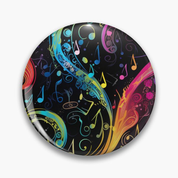 Item preview, Colorful fantasy pattern orange blue red white green turquoise yellow black music notes designed and sold by G-M-Designs.