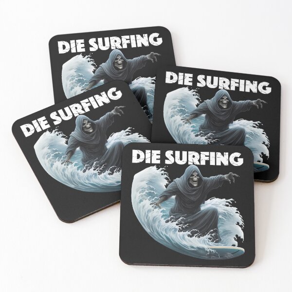 Artikelvorschau, Grim Reaper Surfing - Die Surfing (weiße Schrift) entworfen und verkauft von VelvetRoom.