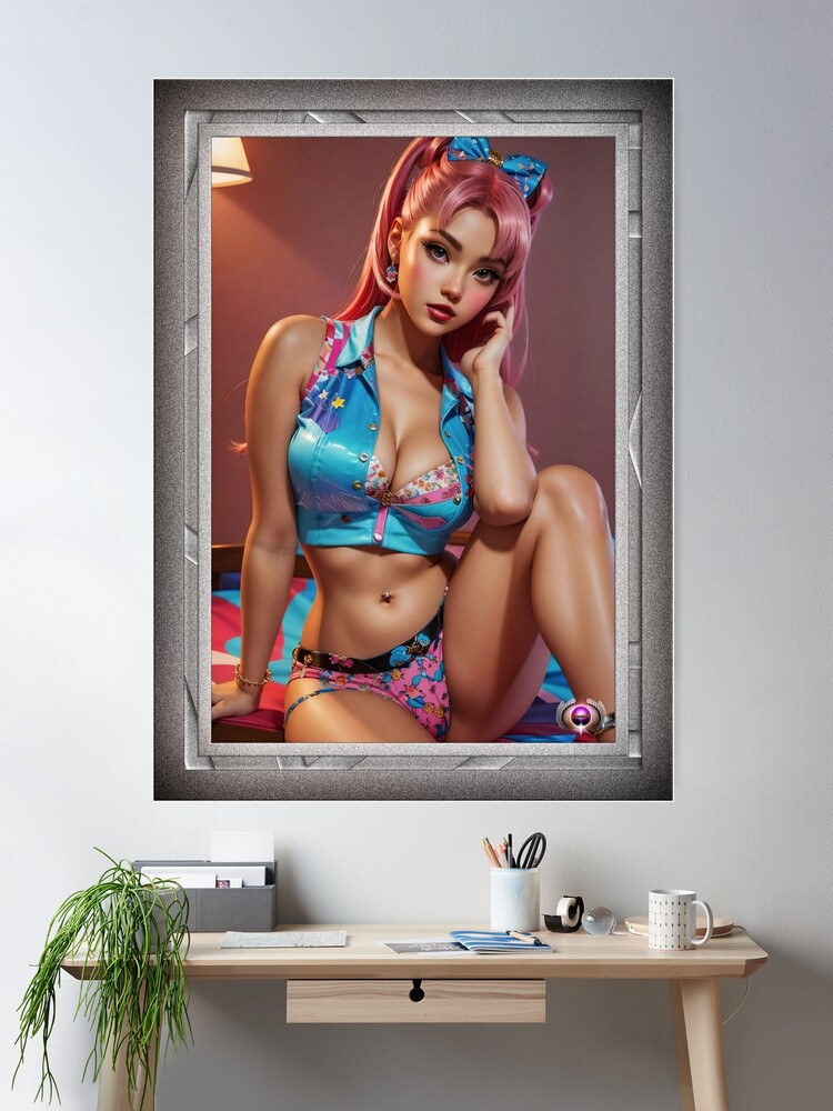 Nancy Wants To Go Out And Have Fun Alluring AI Concept Art Portrait by Xzendor7 Room Decor Poster