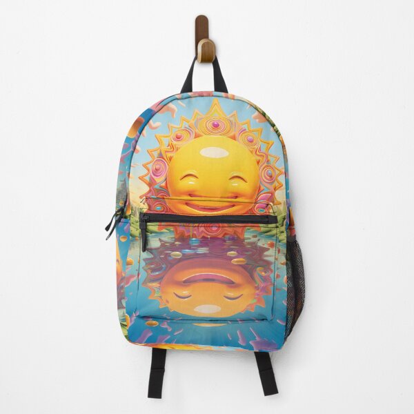 Item preview, Dreamy cartoon of a smiling sun with a bubbleshaped rainbow designed and sold by AI-Only Creations.