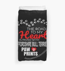 The Road To My Heart Is Paved With Staffordshire Bull Terrier Paw Prints - Gift For Passionate Staffordshire Bull Terrier Dog Owners Duvet Cover