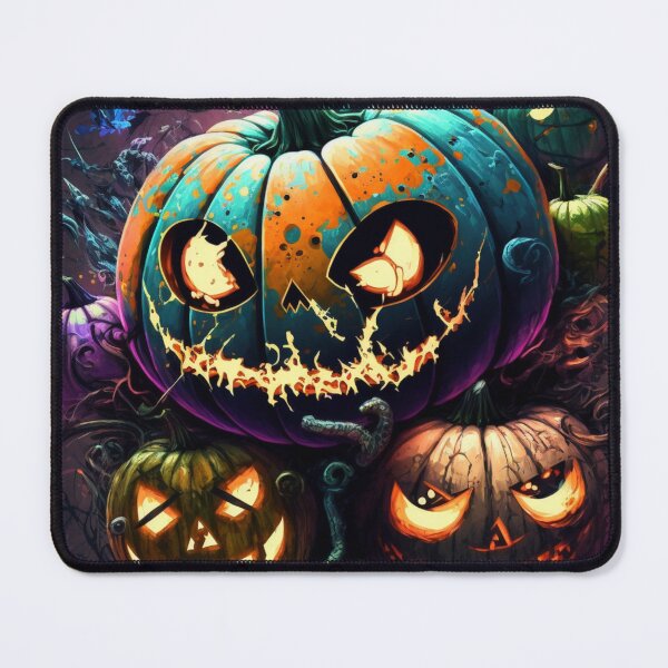 Item preview, Halloween blue red green purple orange turquoise yellow black glowing ghost pumpkins designed and sold by G-M-Designs.