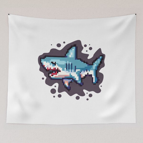 Aperçu de l'œuvre pixel art requin créée et vendue par sendalunar.
