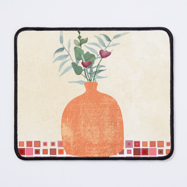 Item preview, Clay vase with green branches on red tiles designed and sold by AcuarelasCA.