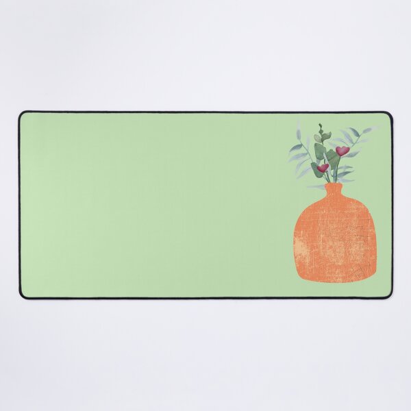Item preview, Clay vase with green branches on red tiles designed and sold by AcuarelasCA.