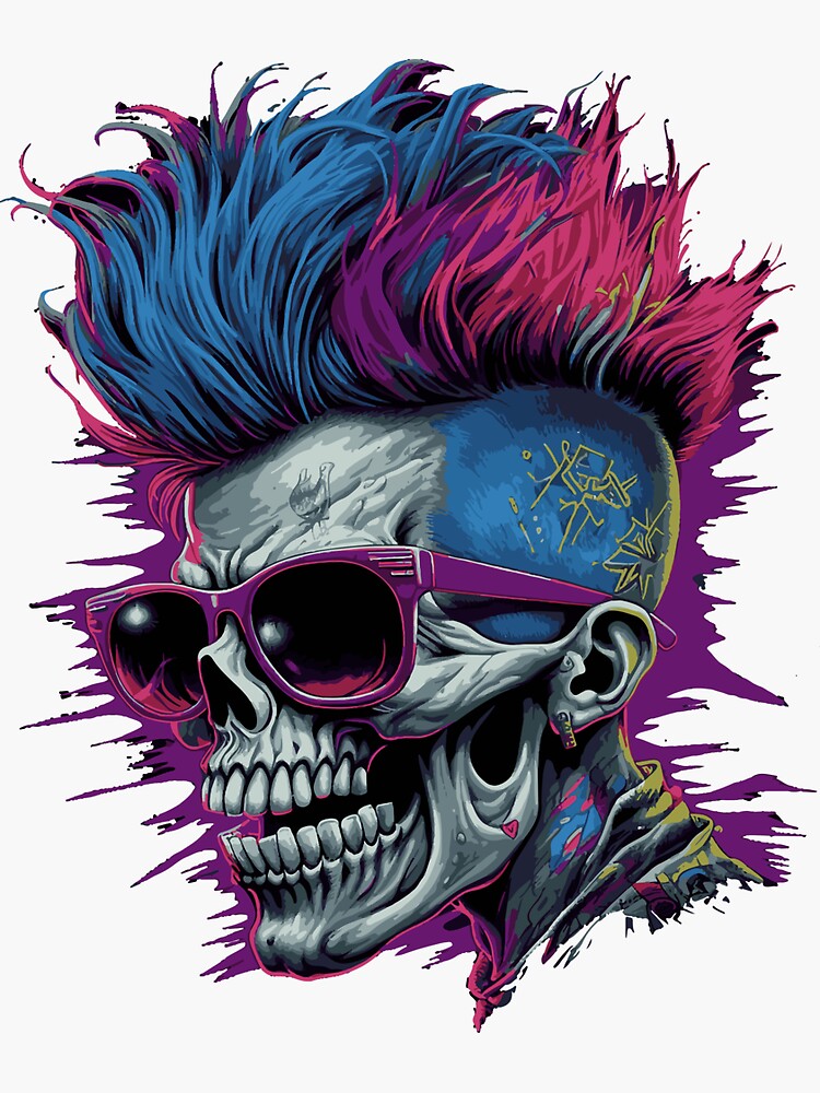 Horror punk zombie skull | Sticker