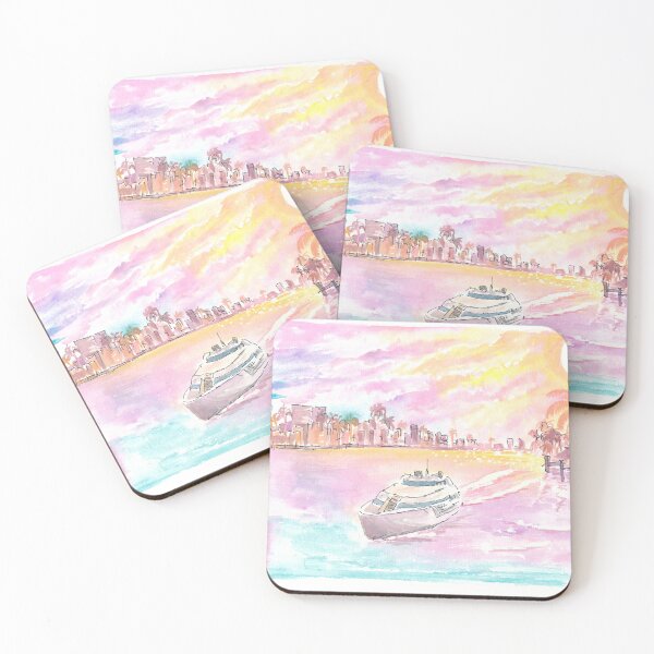 Item preview, Boca Raton Sunrise with Yacht Canal and Skyline designed and sold by artshop77.