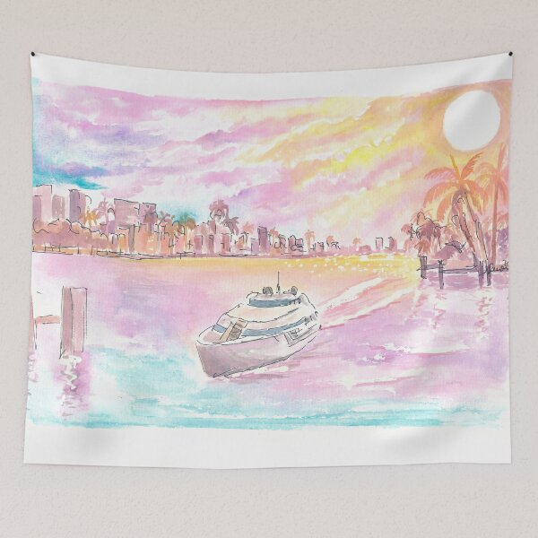 Item preview, Boca Raton Sunrise with Yacht Canal and Skyline designed and sold by artshop77.
