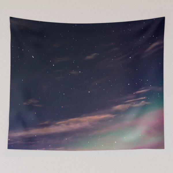 Item preview, Starry Night Sky with Pink Clouds and Aurora designed and sold by Amy Mitchell.