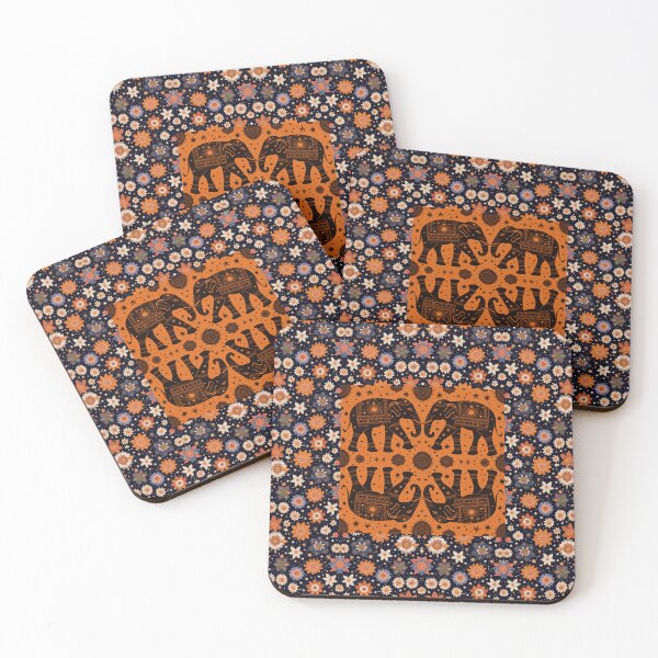 Item preview, India dessin with flowers and elephants designed and sold by Wilfried van Dokkumburg.