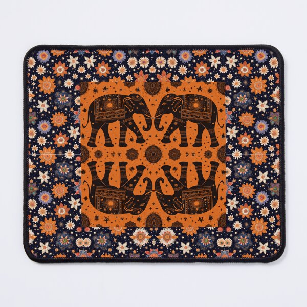 Item preview, India dessin with flowers and elephants designed and sold by Wilfried van Dokkumburg.