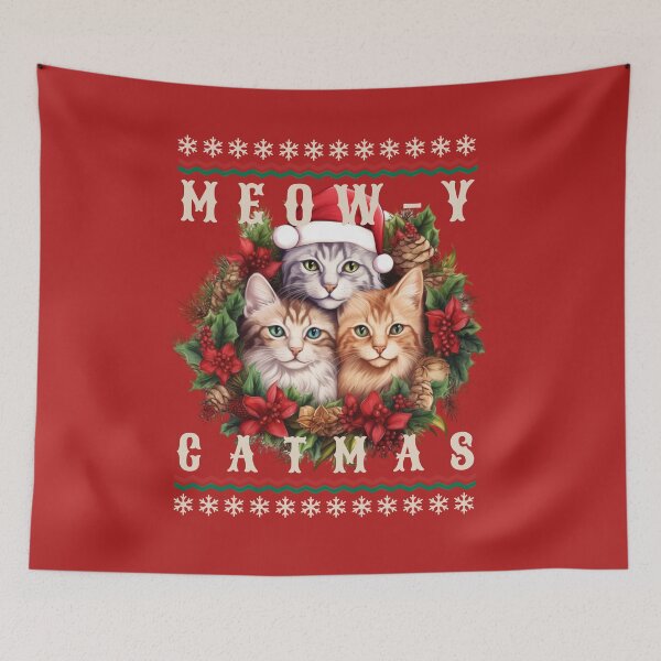 Artikelvorschau, Fröhliche Katzenmas - 12 Tage Katzenmas – miauende Katzenmas – Katzenweihnachtslieder – miauende Weihnachten – lustige Katzenbaum-Weihnachten entworfen und verkauft von JansenGS.