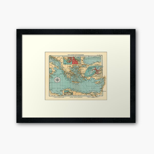 Item preview, Old Mediterranean Sea Peoples Sailing & Raiding Routes Map (1906) designed and sold by BravuraMedia.