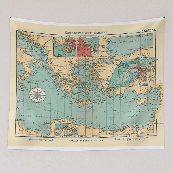 Item preview, Old Mediterranean Sea Peoples Sailing & Raiding Routes Map (1906) designed and sold by BravuraMedia.