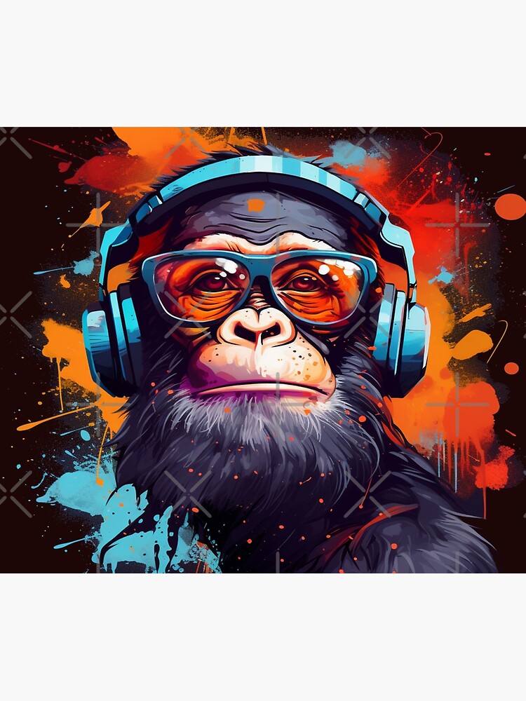 Cute Monkey With Gadget Cartoon - Cute Monkey With Gadget Cartoon - Posters  and Art Prints