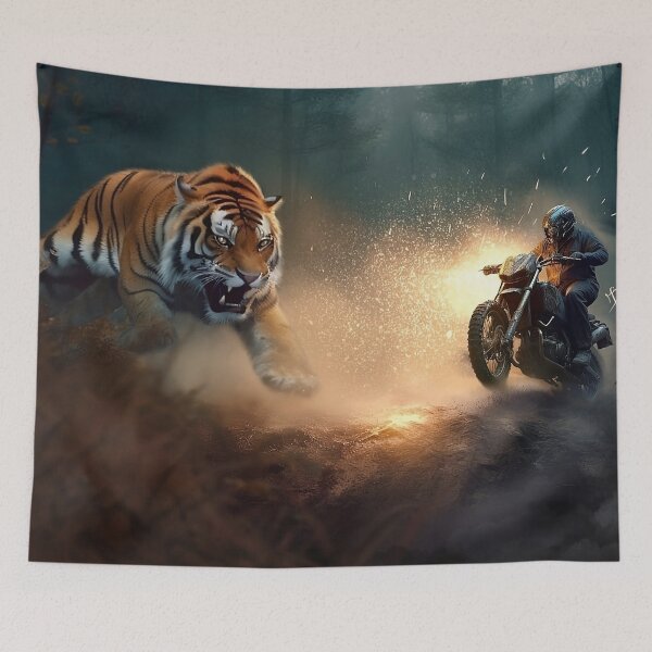 Item preview, tiger and motocross illustration designed and sold by manaxart.