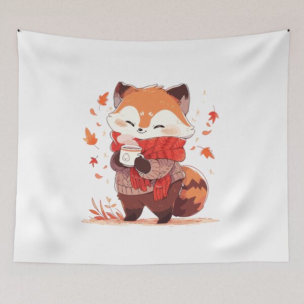Item preview, Fall Red Panda with Hot Drink designed and sold by KIBBYKO.