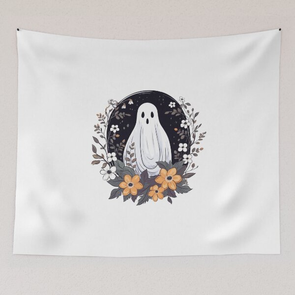 Item preview, Hand Drawn Halloween Spooky Ghost with Flowers - Halloween Design designed and sold by Just-Flowers.