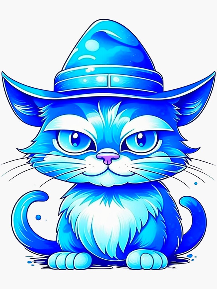  Sticker Cat Meme Blue Smurf Waterproof Sticker Label