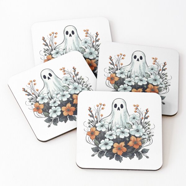 Item preview, Halloween Spooky Ghost between Flowers - Halloween Design designed and sold by Just-Flowers.