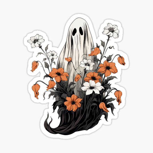 Artikel-Vorschau von Halloween-Geist mit Blumen - Halloween-Design, designt und verkauft von Just-Flowers.