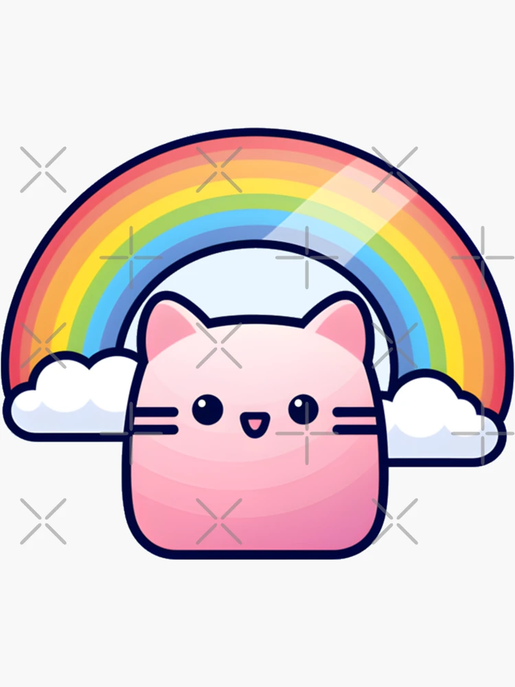 Kawaii Cat Eating a Slice of Strawberry Cake  Sticker for Sale by  Sereneluna