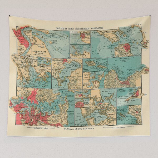 Item preview, Vintage Map of Pacific Ocean Seaports (1906) designed and sold by BravuraMedia.