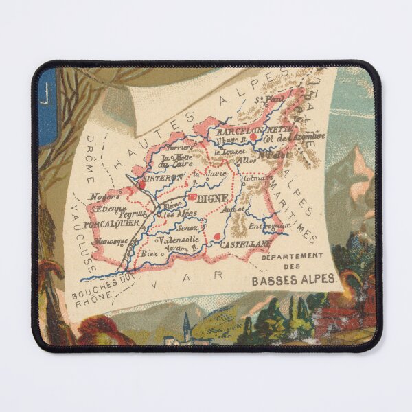 Item preview, Vintage Map of the French Alps (1890) designed and sold by BravuraMedia.