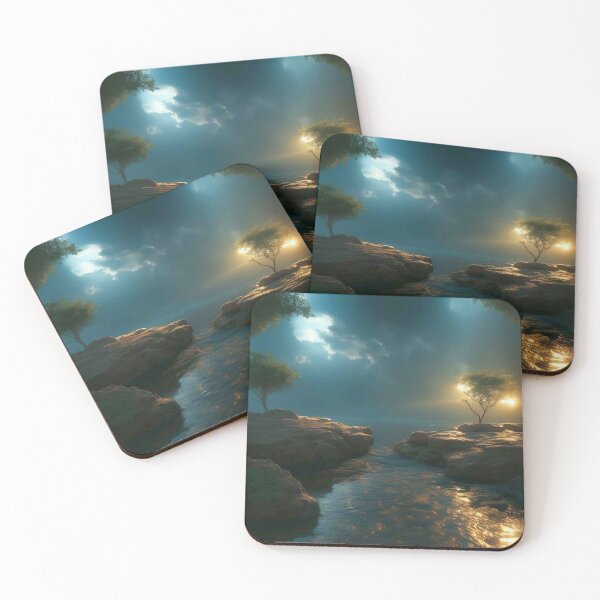 Item preview, Rocky sea coast in the light of night designed and sold by JaroDesign2023.