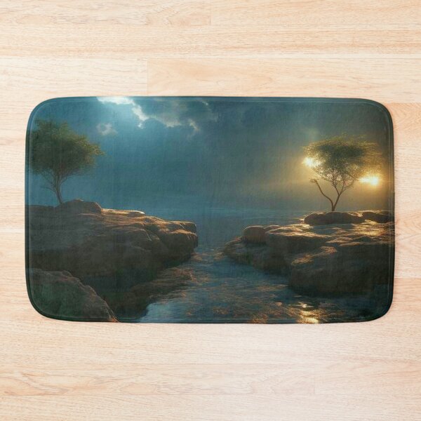 Item preview, Rocky sea coast in the light of night designed and sold by JaroDesign2023.