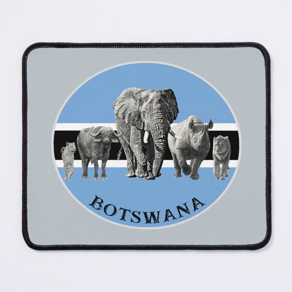 Item preview, Proudly Botswana Big 5 on Botswana Flag for Wildlife Fans designed and sold by Scotch Macaskill.