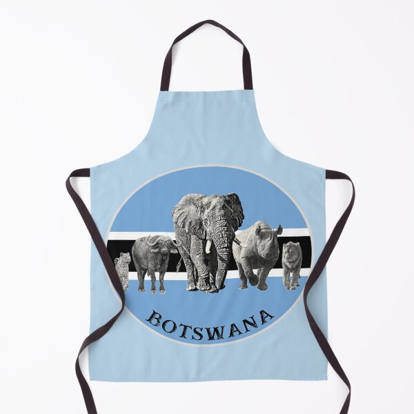 Item preview, Proudly Botswana Big 5 on Botswana Flag for Wildlife Fans designed and sold by Scotch Macaskill.