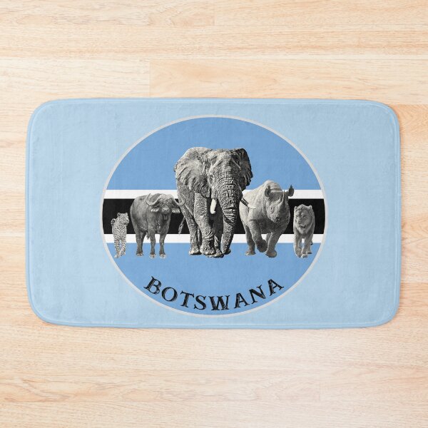 Item preview, Proudly Botswana Big 5 on Botswana Flag for Wildlife Fans designed and sold by Scotch Macaskill.