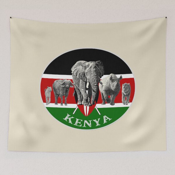 Item preview, Proudly Kenya Big 5 on Kenya Flag for Wildlife Fans designed and sold by Scotch Macaskill.