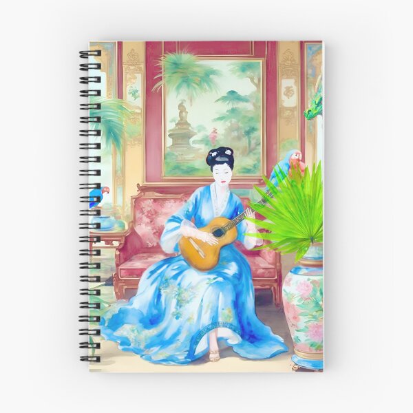 Item preview, A good listener, modern whimsical chinoiserie scene designed and sold by SophieClimaArt.