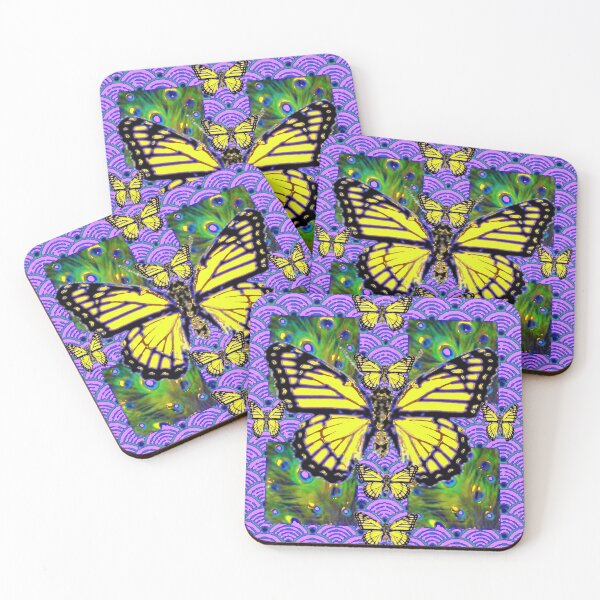 Item preview, YELLOW MONARCH BUTTERFLIES LILAC ABSTRACT ART designed and sold by sharlesart.