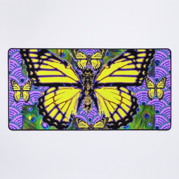 Item preview, YELLOW MONARCH BUTTERFLIES LILAC ABSTRACT ART designed and sold by sharlesart.