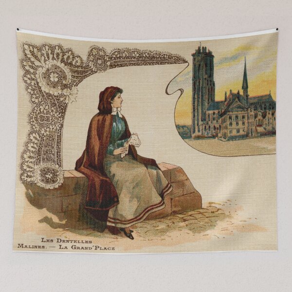 Item preview, Mechelen lace making litho ca 1900 designed and sold by aapshop.