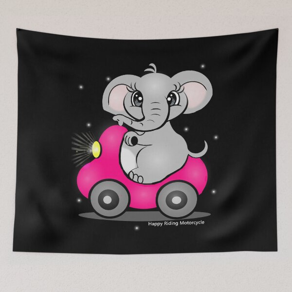 Item preview, Happy elephant riding motorcycle  designed and sold by Shirley cute art .