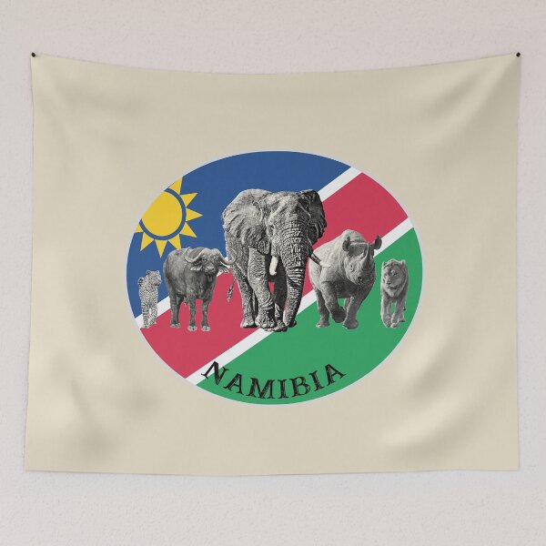 Item preview, Proudly Namibia Big 5 on Namibia Flag for Wildlife Fans designed and sold by Scotch Macaskill.