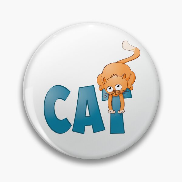 Item preview, Funny and colourful illustration of a cat sitting on the word cat. designed and sold by Stef Ringoot, cartoons and illustrations.
