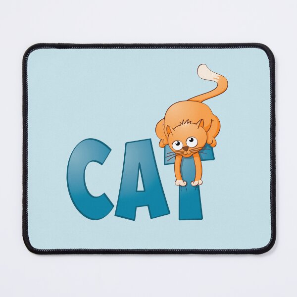 Item preview, Funny and colourful illustration of a cat sitting on the word cat. designed and sold by Stef Ringoot, cartoons and illustrations.
